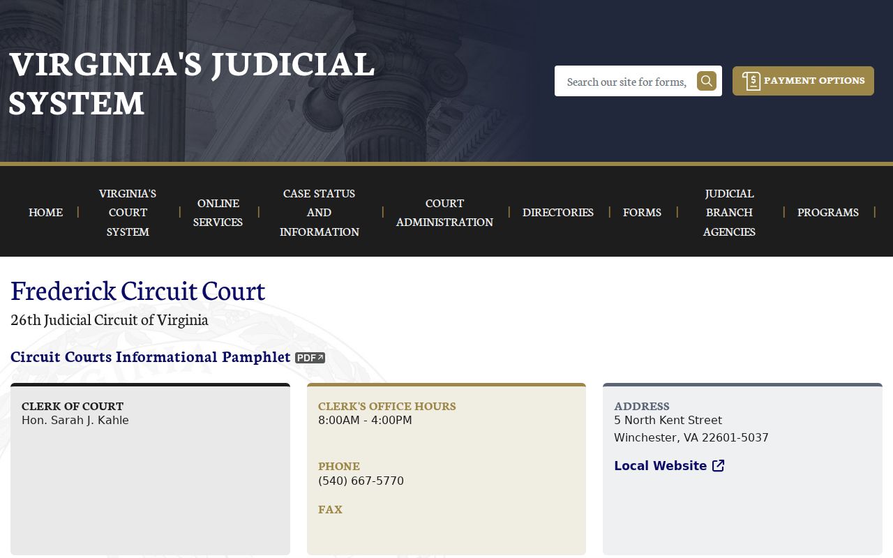 Frederick County bench warrant reference, Circuit Court and clerk information