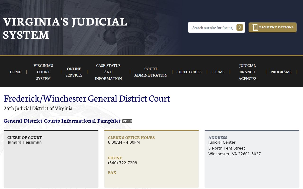Frederick County arrest warrant reference, General District Court clerk