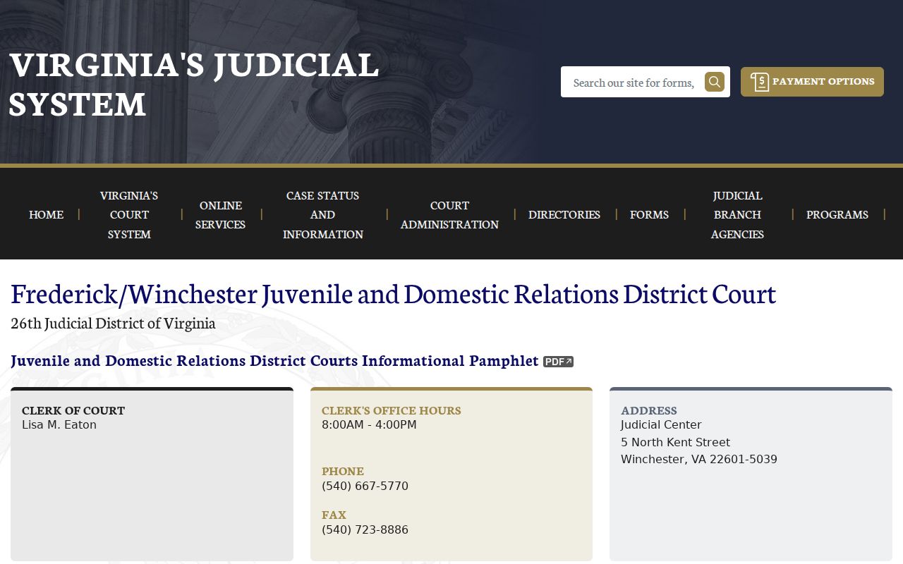 Frederick County bench warrant reference, Juvenile and Domestic Relations clerk route