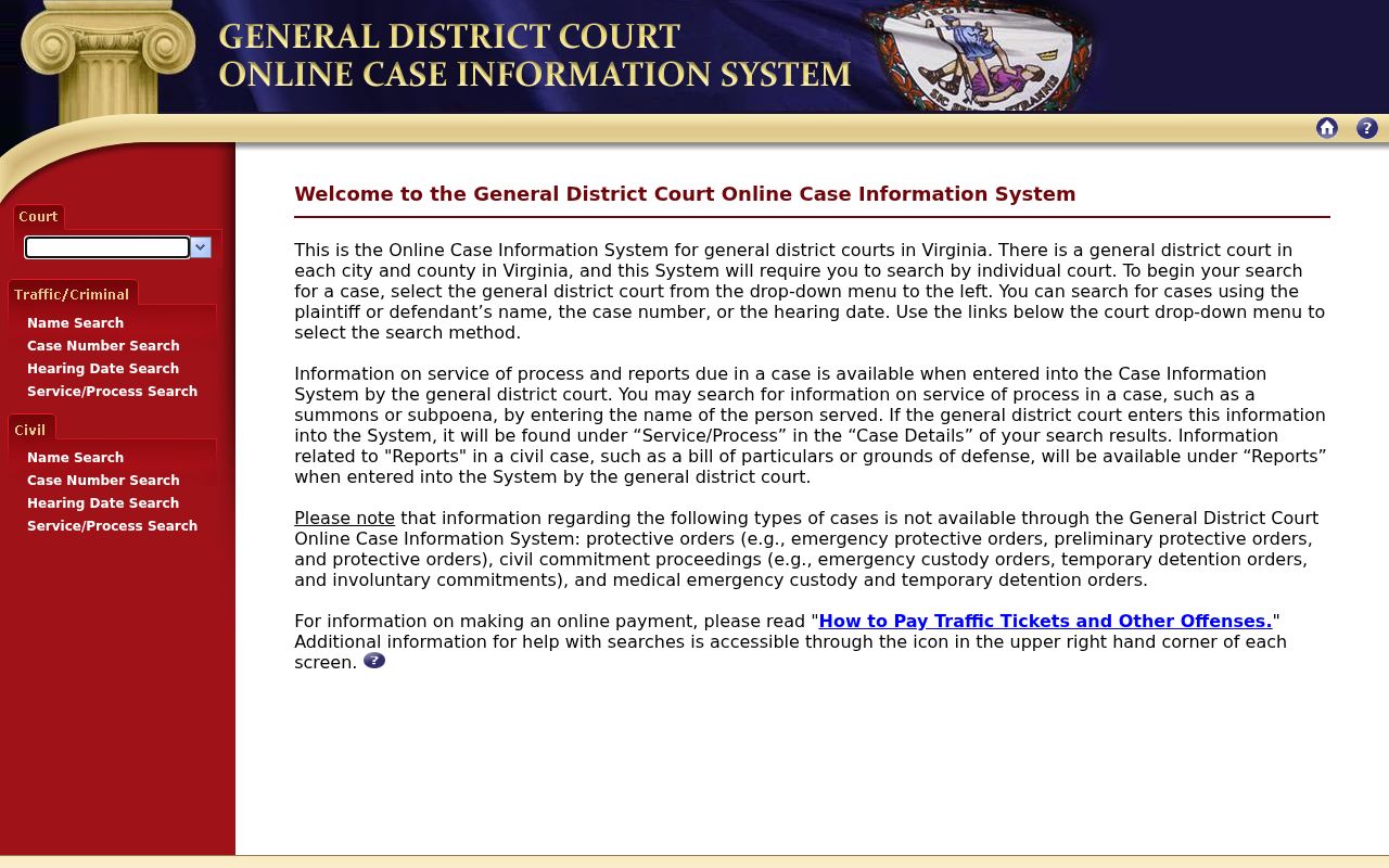 Frederick County warrant search reference, Frederick Winchester General District Court