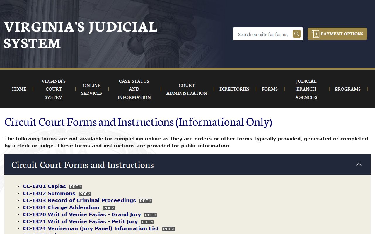 Frederick County bench warrant reference, circuit capias forms index