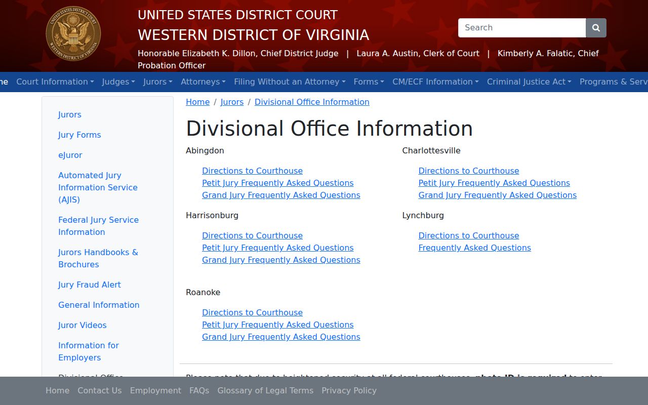 Frederick County arrest warrant reference, federal courthouse identification and security